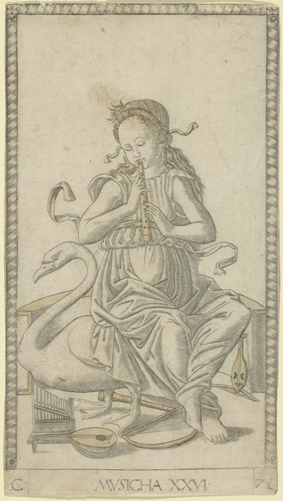 Musik, tavle 26 fra Arts and Sciences af Master of the E Series Tarocchi