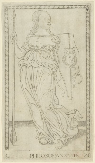 Filosofi, plade 28 fra Arts and Sciences af Master of the E Series Tarocchi