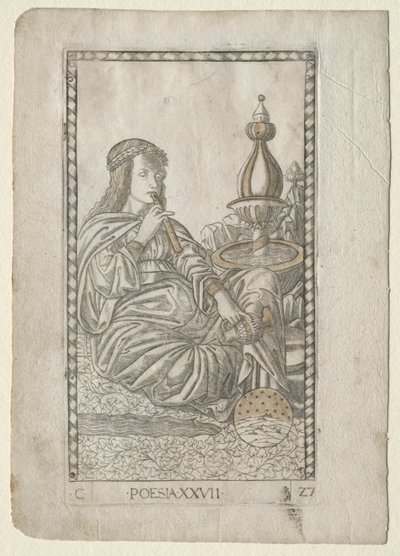 Poesi fra Tarocchi, serie C: Liberal Arts, #27, før 1467. af Master of the E-Series Tarocchi