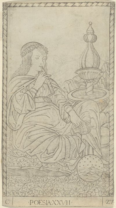 Poesi, tavle 27 fra Arts and Sciences af Master of the E Series Tarocchi