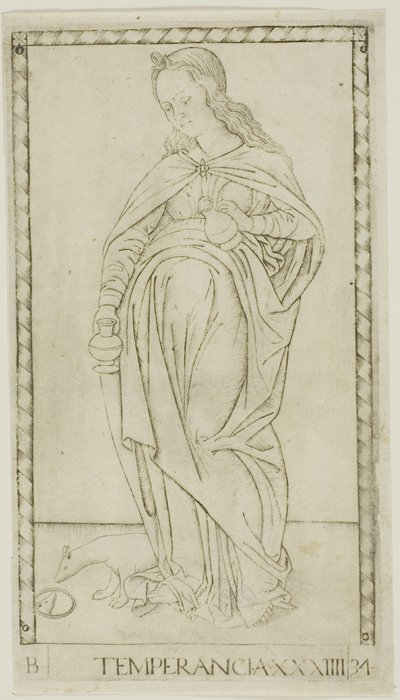Temperance, plade 34 fra Genii and Virtues af Master of the E Series Tarocchi