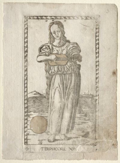 Terpsichore-dans og sang fra Tarocchi-serien D..., før 1467. af Master of the E Series Tarocchi