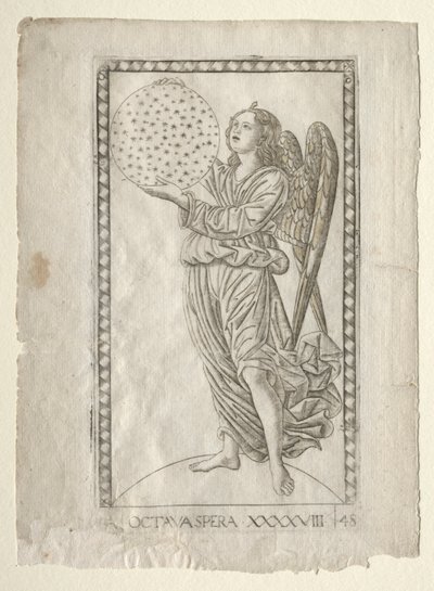 The Angel of the Eighth Sphere fra Tarocchi, serie A..., før 1467. af Master of the E Series Tarocchi