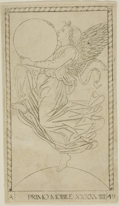 The Angel of the Ninth Sphere, eller Primum Mobile, plade 49 fra Planets and Spheres af Master of the E Series Tarocchi