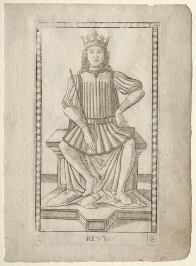 The King from the Tarocchi, serie E: Conditions of Man, #8, før 1467. af Master of the E Series Tarocchi