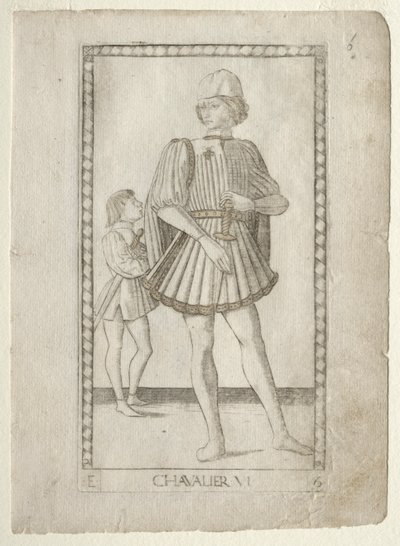The Knight from the Tarocchi, serie E: Conditions of Man, #6, før 1467. af Master of the E Series Tarocchi