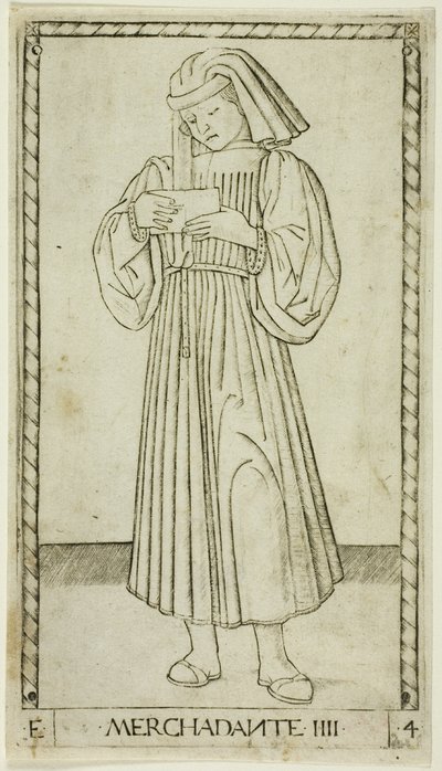 The Merchant, plade fire fra The Ranks and Conditions of Men af Master of the E Series Tarocchi