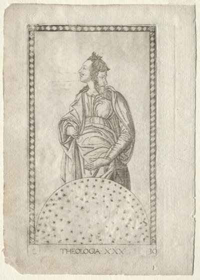 Teologi fra Tarocchi, serie C: Liberal Arts, #30, før 1467. af Master of the E Series Tarocchi
