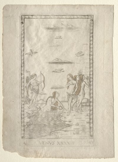 Venus fra Tarocchi, serie A: Firmaments of the Universe, #43, før 1467. af Master of the E Series Tarocchi