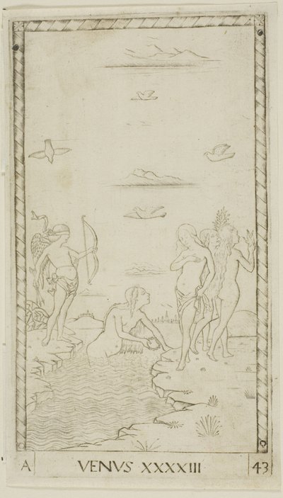 Venus, plade 43 fra Planets and Spheres af Master of the E Series Tarocchi