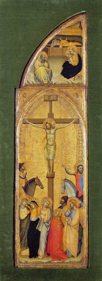 Korsfæstelsen (olie på panel) af Master of the Fabriano Altarpiece (attr. to)