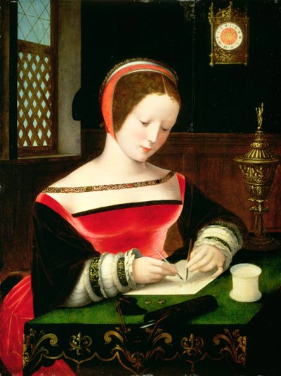 St. Mary Magdalene Writing (panel) af Master of the Female Half Lengths