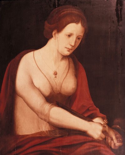 Lucretias død af Master of the Female Half Lengths