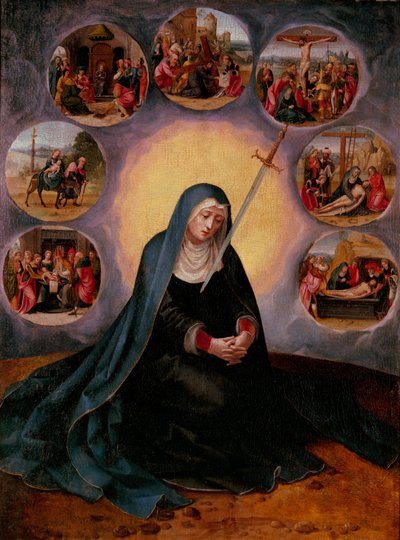 Jomfruen af de syv sorger af Master of the Female Half Lengths