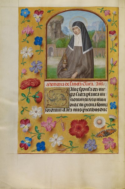Sankt Clara med en monstrans af Master of the First Prayer Book of Maximilian