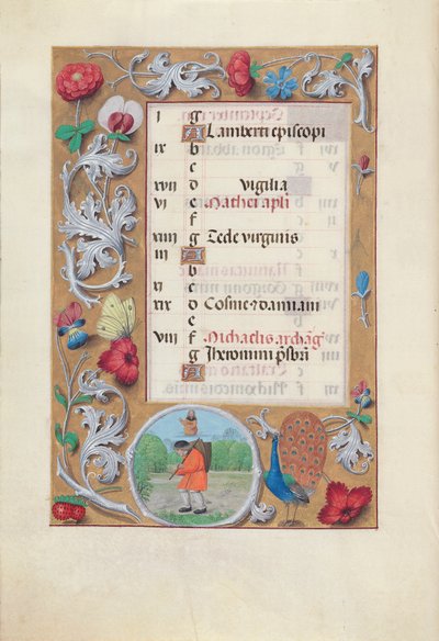 Dronning Isabella den Katolskes timer, dronning af Spanien:  Fol. 10v, september af Master of the First Prayerbook of Maximillian