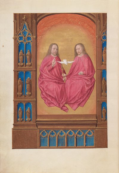 Dronning Isabella den Katolskes timer, dronning af Spanien:  Fol. 17v, Treenigheden af Master of the First Prayerbook of Maximillian