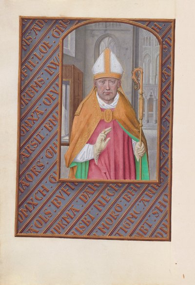 Hours of Dronning Isabella den Katolik, Dronning af Spanien: Fol. 183v, St. Nicholas, ca. 1500. af Master of the First Prayerbook of Maximillian