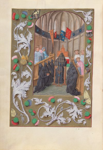 Dronning Isabella den katolske, dronning af Spaniens åbningstider: Fol. 219v, Begravelse, ca. 1500. af Master of the First Prayerbook of Maximillian