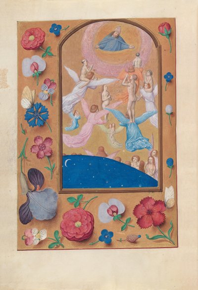 Dronning Isabella den katolske, dronning af Spaniens åbningstider: Fol. 24v, de Frelstes sjæle, ca. 1500. af Master of the First Prayerbook of Maximillian