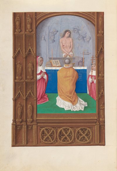 Dronning Isabella den katolske, dronning af Spaniens åbningstider: Fol. 264v, Sankt Gregors messe, ca. 1500. af Master of the First Prayerbook of Maximillian