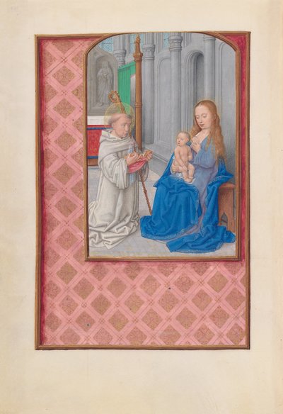 Hours of Dronning Isabella den Katolik, Dronning af Spanien: Fol. 267v, Vision af St. Bernard, ca. 1500. af Master of the First Prayerbook of Maximillian