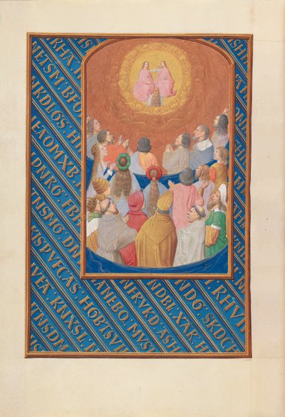 Hours of Dronning Isabella den Katolik, Dronning af Spanien: Fol. 37v, Himlens Domstol, ca. 1500. af Master of the First Prayerbook of Maximillian