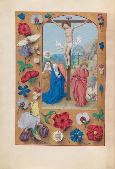 Hours of Dronning Isabella den Katolik, Dronning af Spanien: Fol. 72v, Korsfæstelse, ca. 1500. af Master of the First Prayerbook of Maximillian