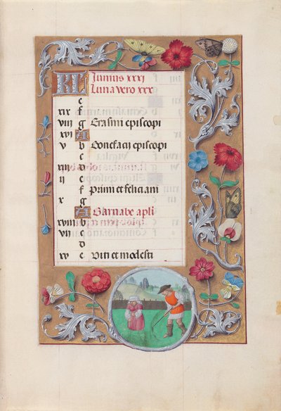 Dronning Isabella den Katolskes timer, dronning af Spanien:  Fol. 7r, juni af Master of the First Prayerbook of Maximillian