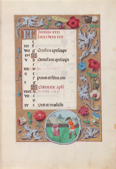 Dronning Isabella den katolske, dronning af Spaniens åbningstider: Fol. 7r, juni, ca. 1500. af Master of the First Prayerbook of Maximillian