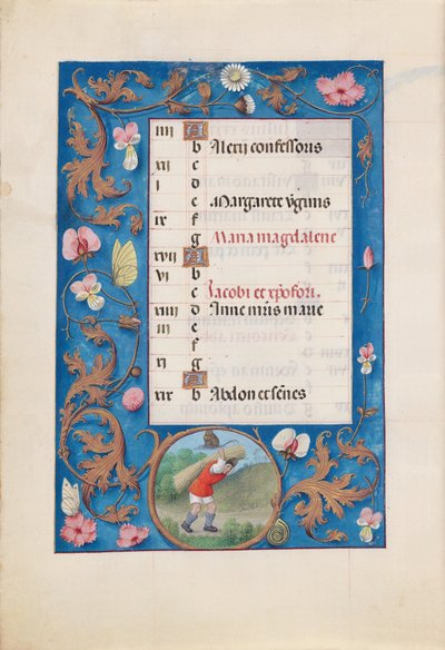 Dronning Isabella den Katolskes timer, dronning af Spanien:  Fol. 8v, juli af Master of the First Prayerbook of Maximillian