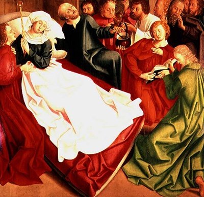 The Death of the Virgin (olie på panel) af Master of the Freising Visitation