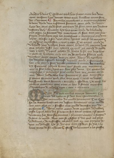 Historiseret initial M: Busteportræt af en mand og en kvinde af Master of the Geneva Boccaccio