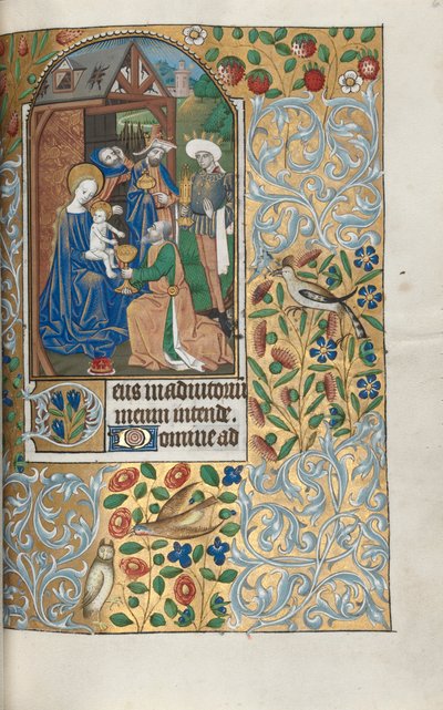 Timebog Brug af Rouen: fol. 64r, Tilbedelse af Magi, ca. 1470. af Master of the Geneva Latini