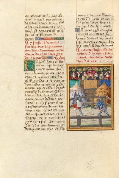 Jacques de Lalaing kæmper mod Esquire Jean Pitois ved overdragelsen af våben til Tårernes Kilde af Master of the Getty Lalaing