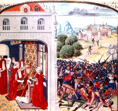 Indvielse af pave Gregor IX i Avignon Frankrig (pontifikat i 1227-1241) af Jean Froissart (vellum) af Master of the Harley Froissart