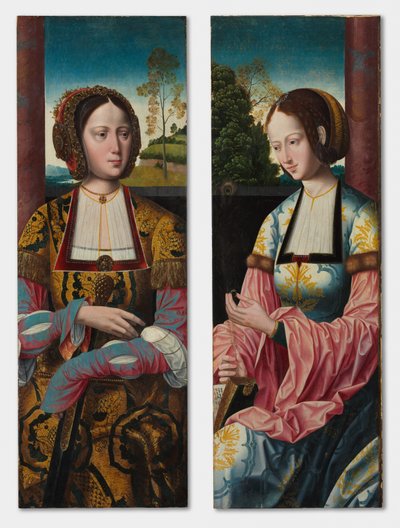 Saint Catherine og Saint Barbara par, ca. 1520. af Master of the Holy Blood