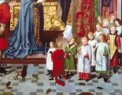 The Seven Joys of the Virgin Altertavle: detalje af et drengekor, ca. 1480 (panel) (detalje fra 5896) af Master of the Holy Parent
