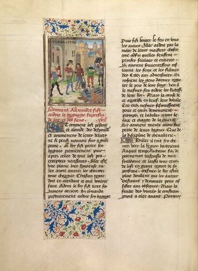 Alexander beordrer ødelæggelse af hans hærs overskydende bagage af Master of the Jardin de vertueuse consolation and assistant