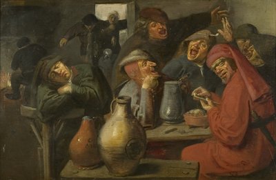 Interiør af et værtshus, Bønders kælling, ca. 1635 (olie på panel) af Master of the Large Jar