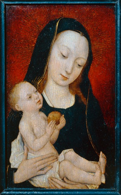 Jomfruen og barnet holder et æble ... af Master of the Legend of St. Madeleine