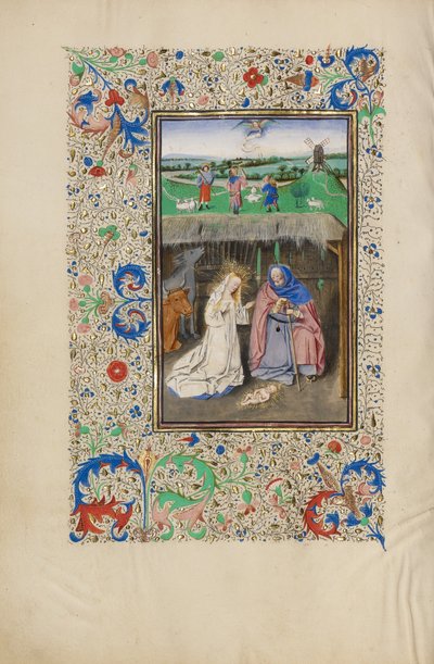 Fødslen og bebudelsen til hyrderne af Master of the Llangattock Hours