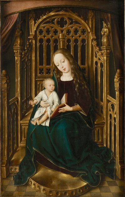 Jomfruen og barnet på tronen, 1490-1500. af Master of the Magdalen Legend