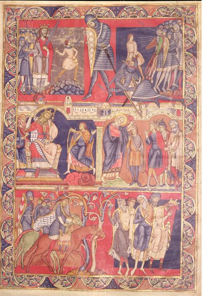 Scener fra Samuels, Sauls og Davids liv, fra Winchester Bible, 1160-80 af Master of the Morgan Leaf