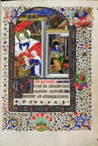 Tilføj 18192 f.52 Nativity, fra a Book of Hours, Paris, ca. 1435 af Master of the Munich Golden Legend