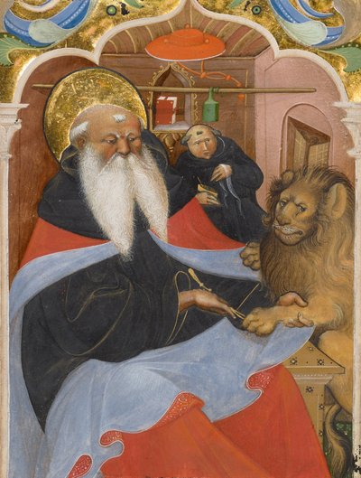 Saint Jerome udtrækker en torn fra en løvepote af Master of the Murano Gradual