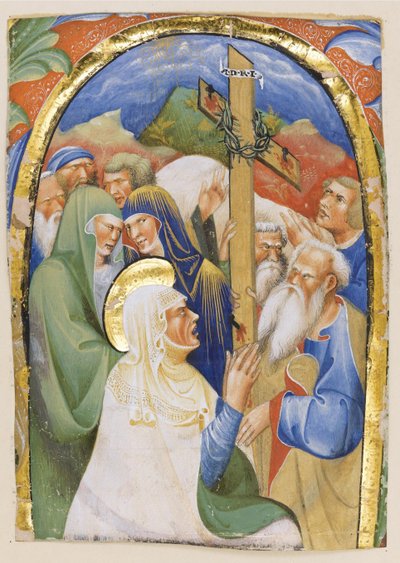Fundet af det hellige kors. Fra et manuskript Gradual, c.1420 af Master of the Murano Gradual