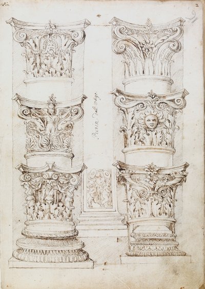 Seks versaler, en lesene og to søjlebaser, c1512-1517 af Master of the Oxford Album