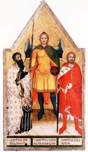 Ærkeenglen St. Michael med Skt. Bartholomew og St. Julian (tempera på panel) af Master of the Rinuccini Chapel