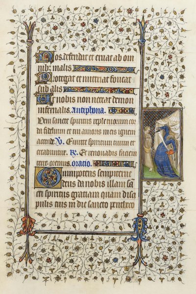 Ms 62 f.132r Personifikation af nekromantisk personifikation, der stikker en bog ned, fra 